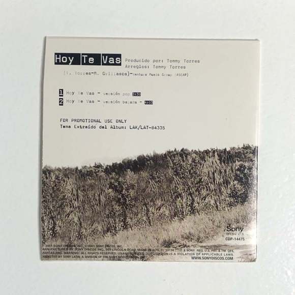 Rare! CD Tommy Torres - Hoy Te Vas - Picture 2 of 2